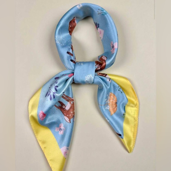 Deer Satin Scarf Square Bandana Kawaii cottagecore nature - Picture 2 of 4